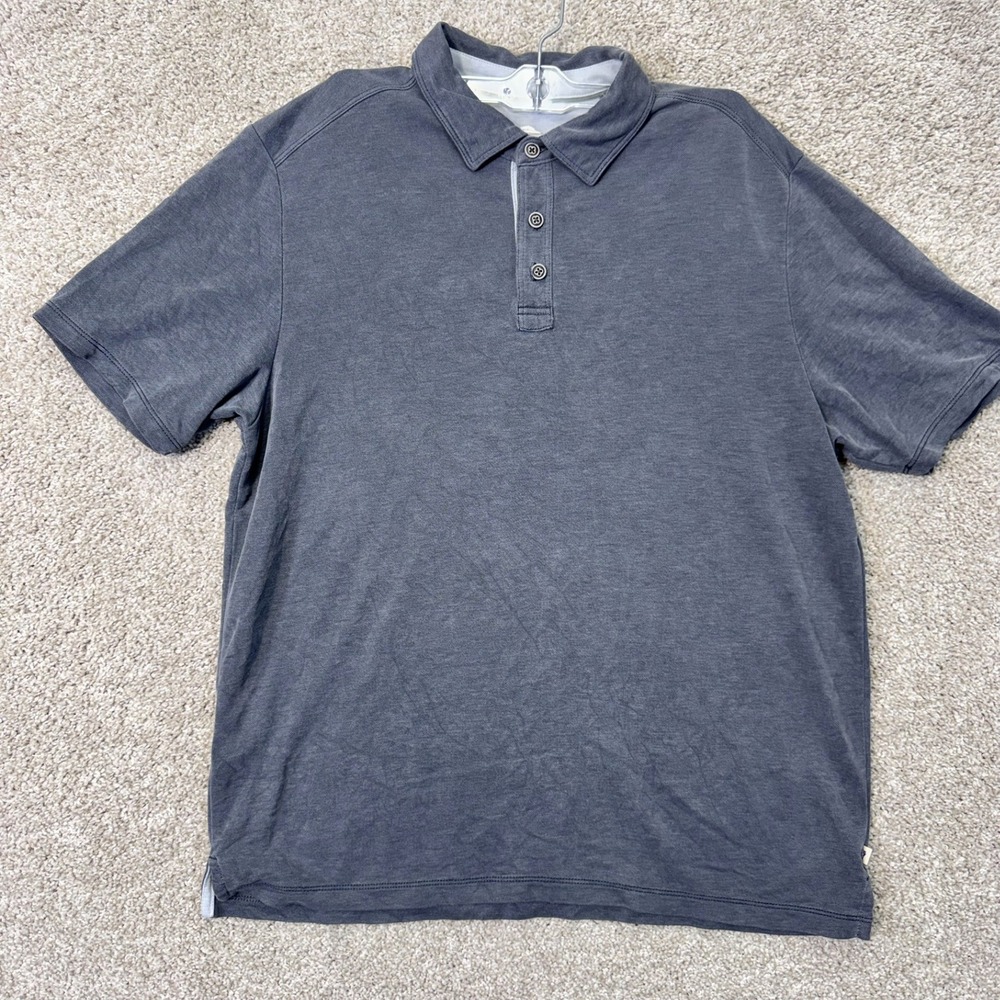 Tommy Bahama Polo Mens Medium Gray Short Sleeve Textured EUC